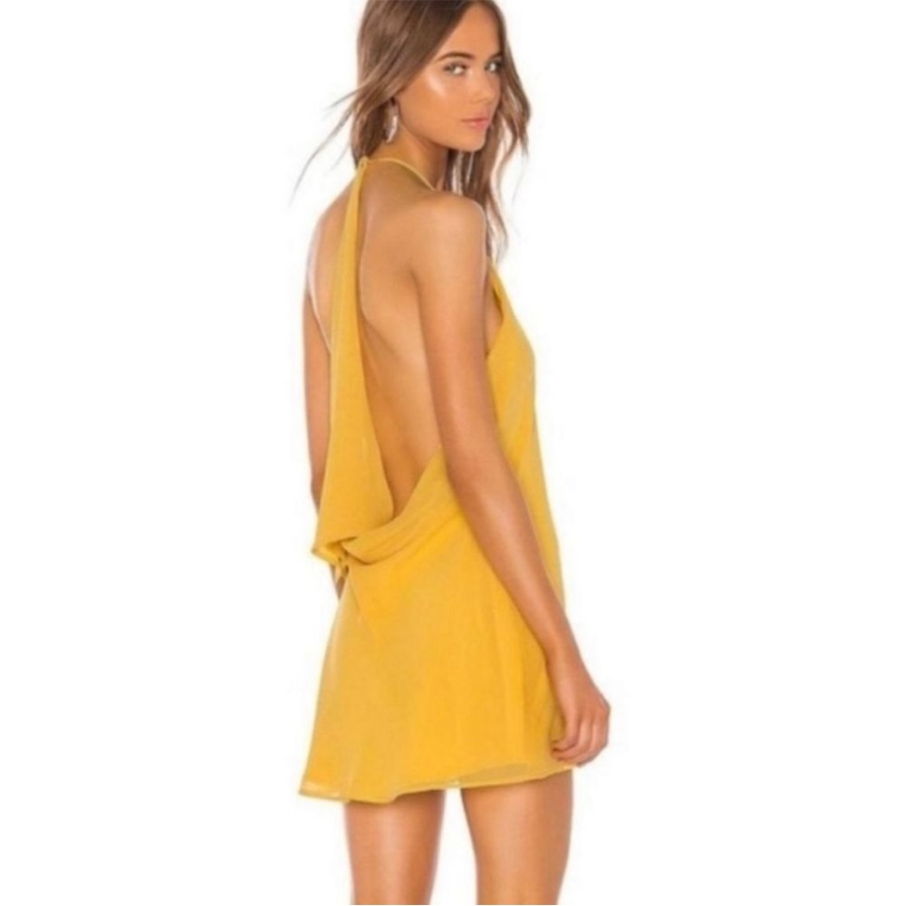 NBD Revolve Dress Womens Size M Mini Short Yellow Open Back NWT